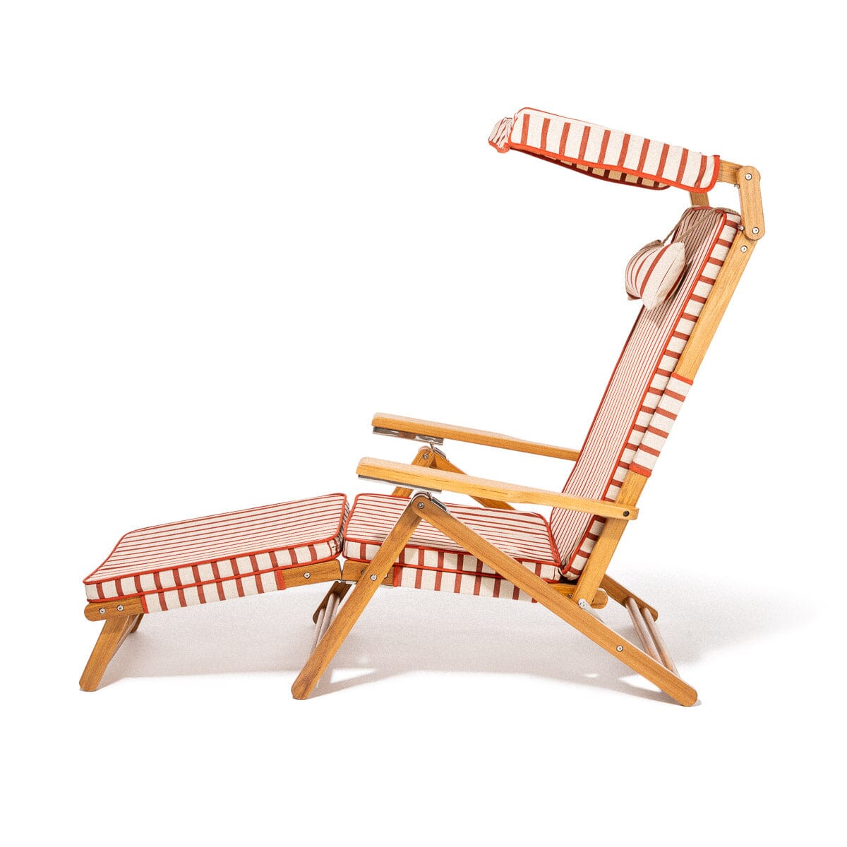 The Club Chair - Teak Natural - Monaco Le Sirenuse Stripe Club Chair Business & Pleasure Co.
