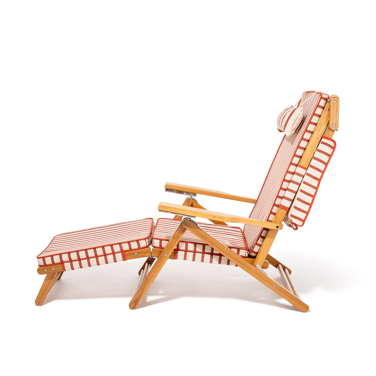 The Club Chair - Teak Natural - Monaco Le Sirenuse Stripe Club Chair Business & Pleasure Co.
