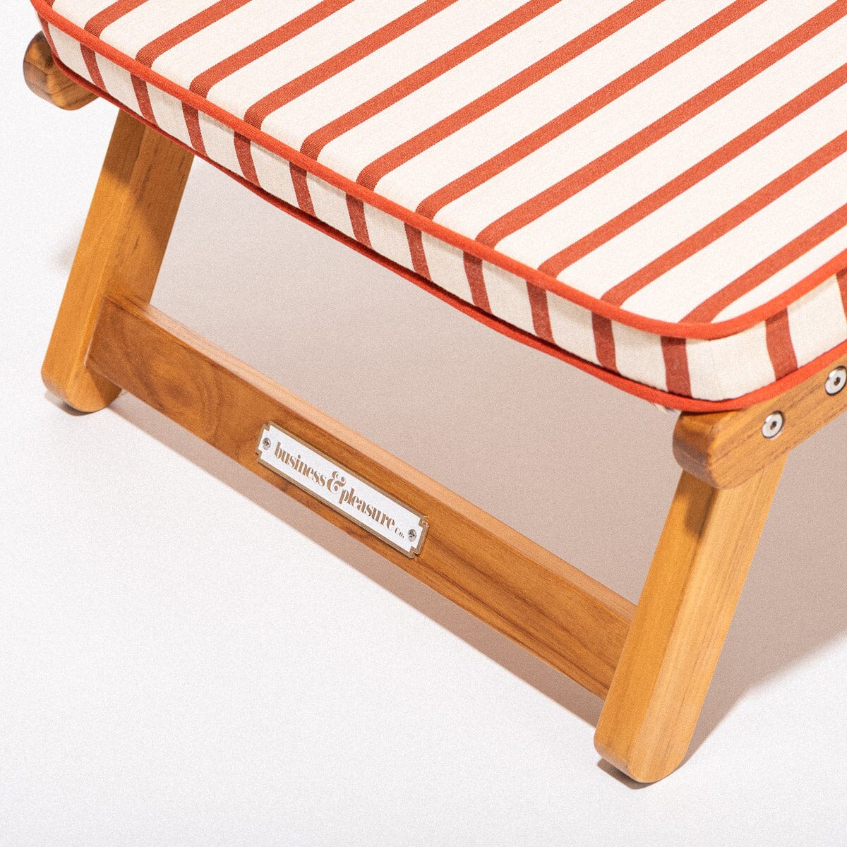 The Club Chair - Teak Natural - Monaco Le Sirenuse Stripe Club Chair Business & Pleasure Co.