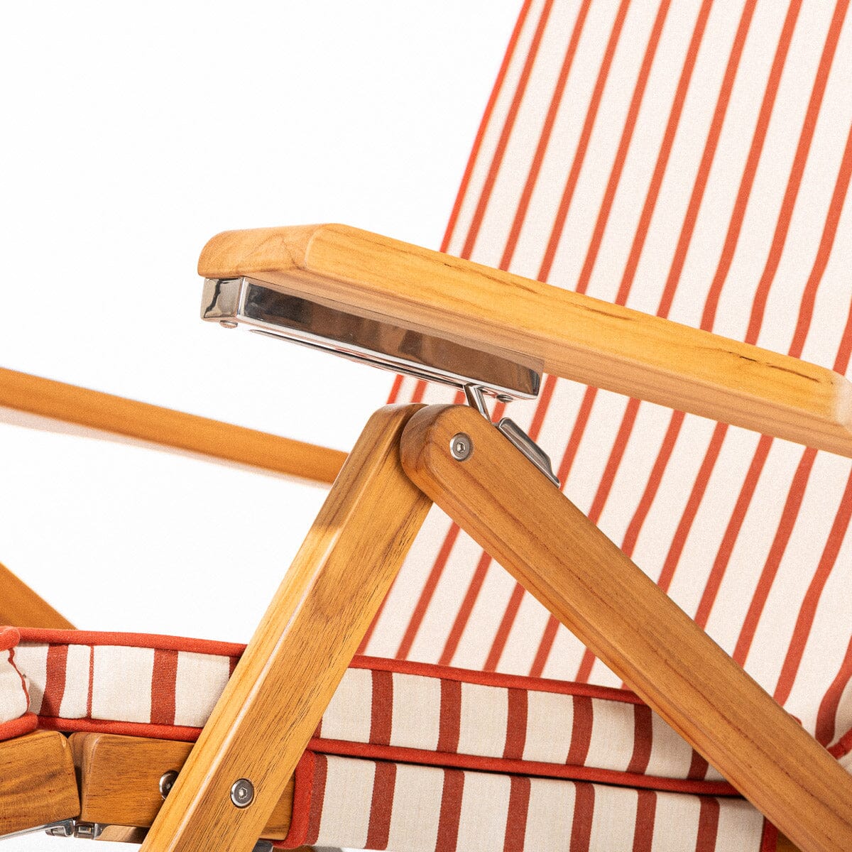 The Club Chair - Teak Natural - Monaco Le Sirenuse Stripe Club Chair Business & Pleasure Co.
