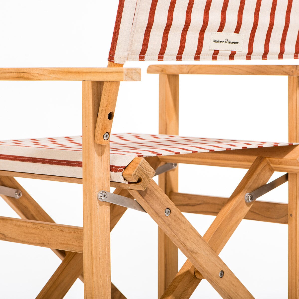 The Directors Chair - Table Height - Teak Natural - Monaco Le Sirenuse Stripe Directors Chair Business & Pleasure Co.
