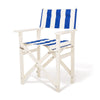 Swatch for The Directors Chair - Table Height - Acacia White - Crew Mediterranean Blue Stripe