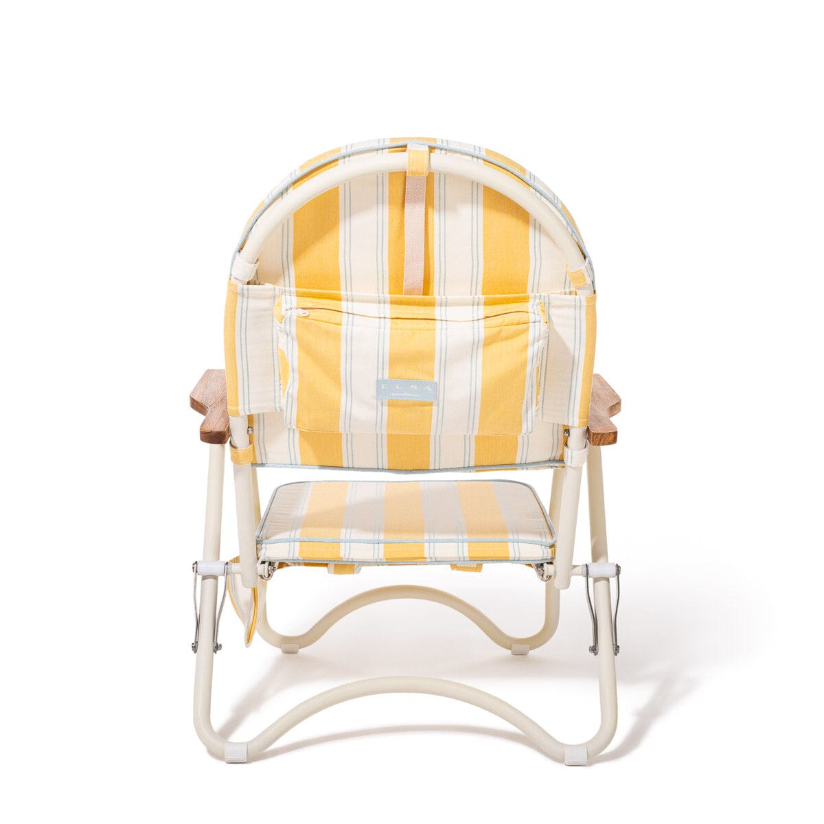 Yellow and white striped chair on a white background