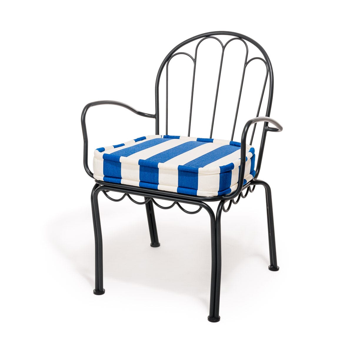 The Al Fresco Dining Chair Cushion - Crew Mediterranean Blue Stripe Al Fresco Chair Cushion Business & Pleasure Co.