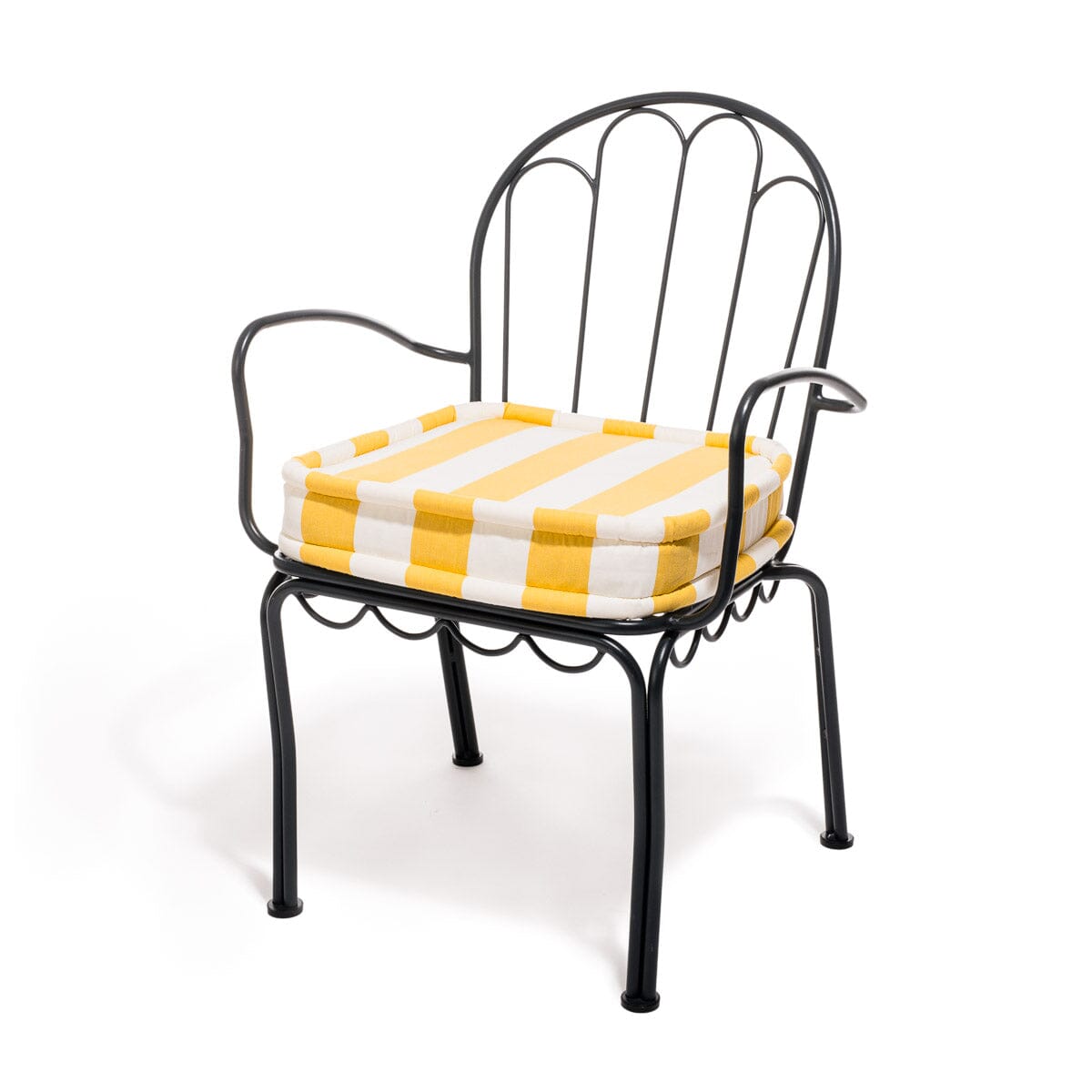 The Al Fresco Dining Chair Cushion - Crew Mimosa Yellow Stripe Al Fresco Chair Cushion Business & Pleasure Co.
