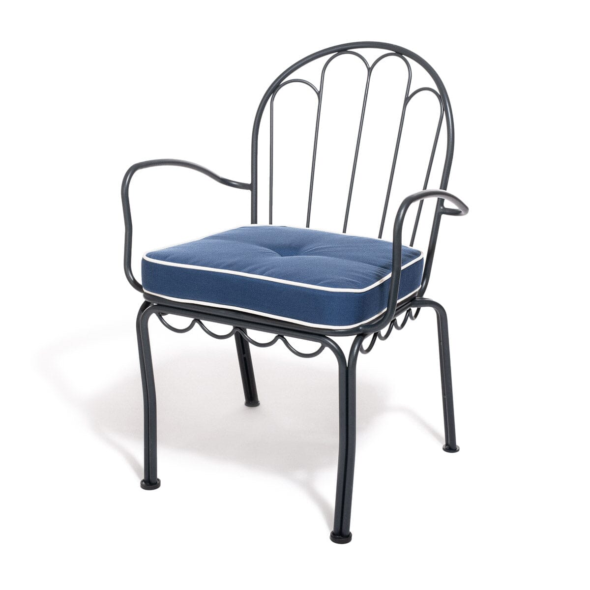 The Al Fresco Dining Chair Cushion x Julia Berolzheimer in Rivie Slate B&P Co. x Julia Berolzheimer