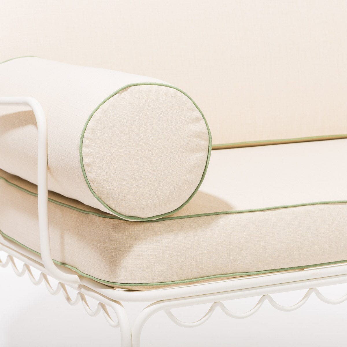 The Al Fresco Love Seat in Elsa Cream | Antique White Frame Bundle Business & Pleasure Co.