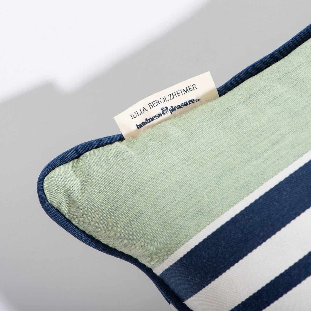 The Rectangle Throw Pillow x Julia Berolzheimer in Green Stripes B&P Co. x Julia Berolzheimer
