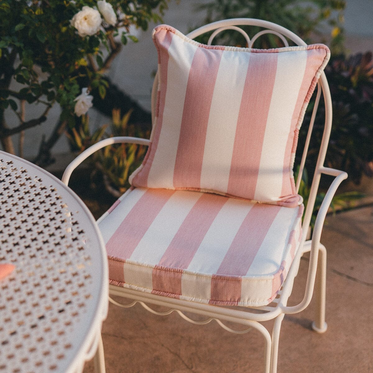 Small Square Throw Pillow Business & Pleasure Co. Crew Pink Stripe