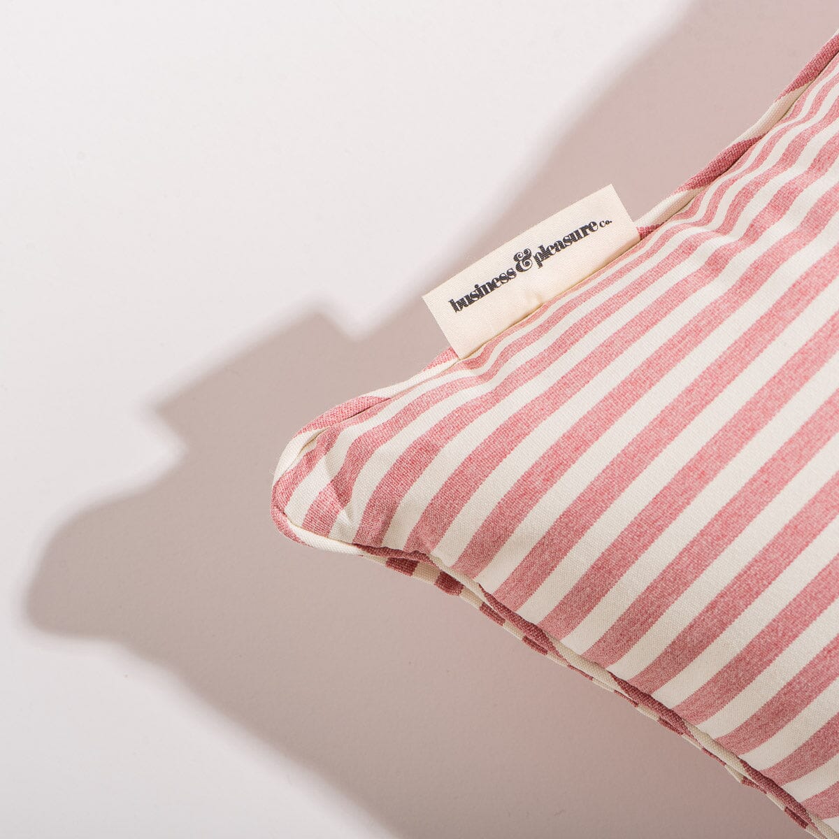 The Small Square Throw Pillow - Lauren's Pink Stripe Small Square Throw Business & Pleasure Co
