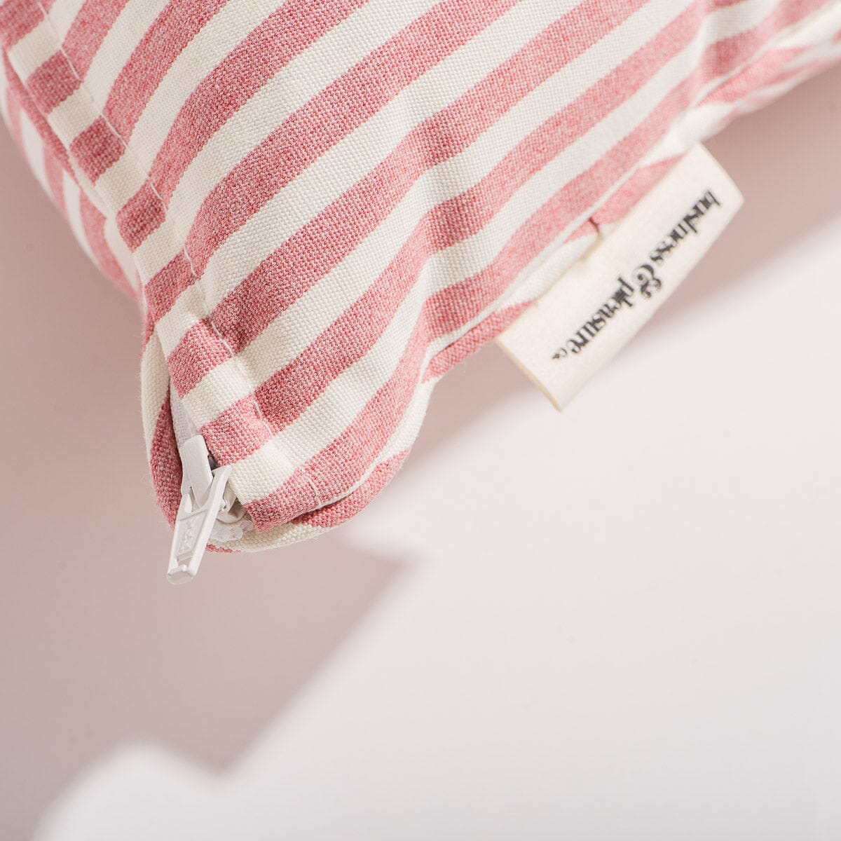 The Small Square Throw Pillow - Lauren's Pink Stripe Small Square Throw Business & Pleasure Co