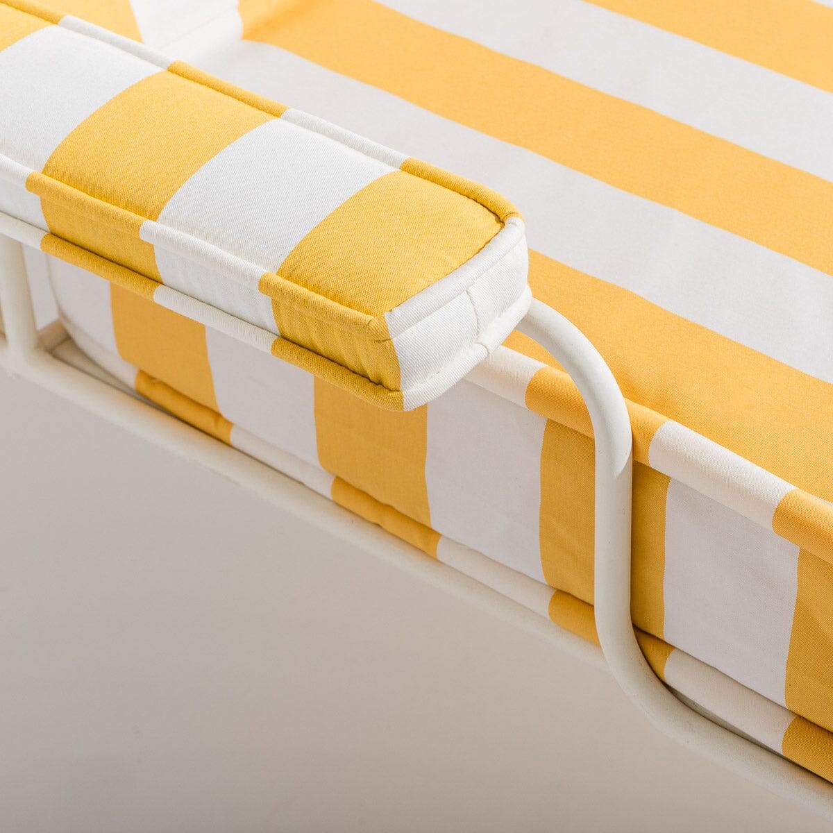 The Waterhouse Sun Lounger in Crew Mimosa Yellow Stripe | Antique White Frame Bundle Business & Pleasure Co.