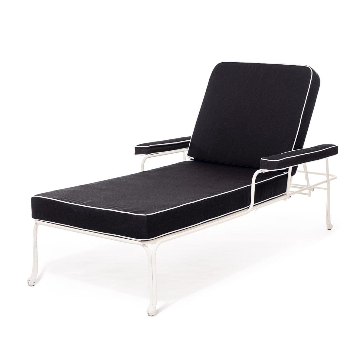 The Waterhouse Sun Lounger in Rivie Black | Antique White Frame Bundle Business & Pleasure Co.