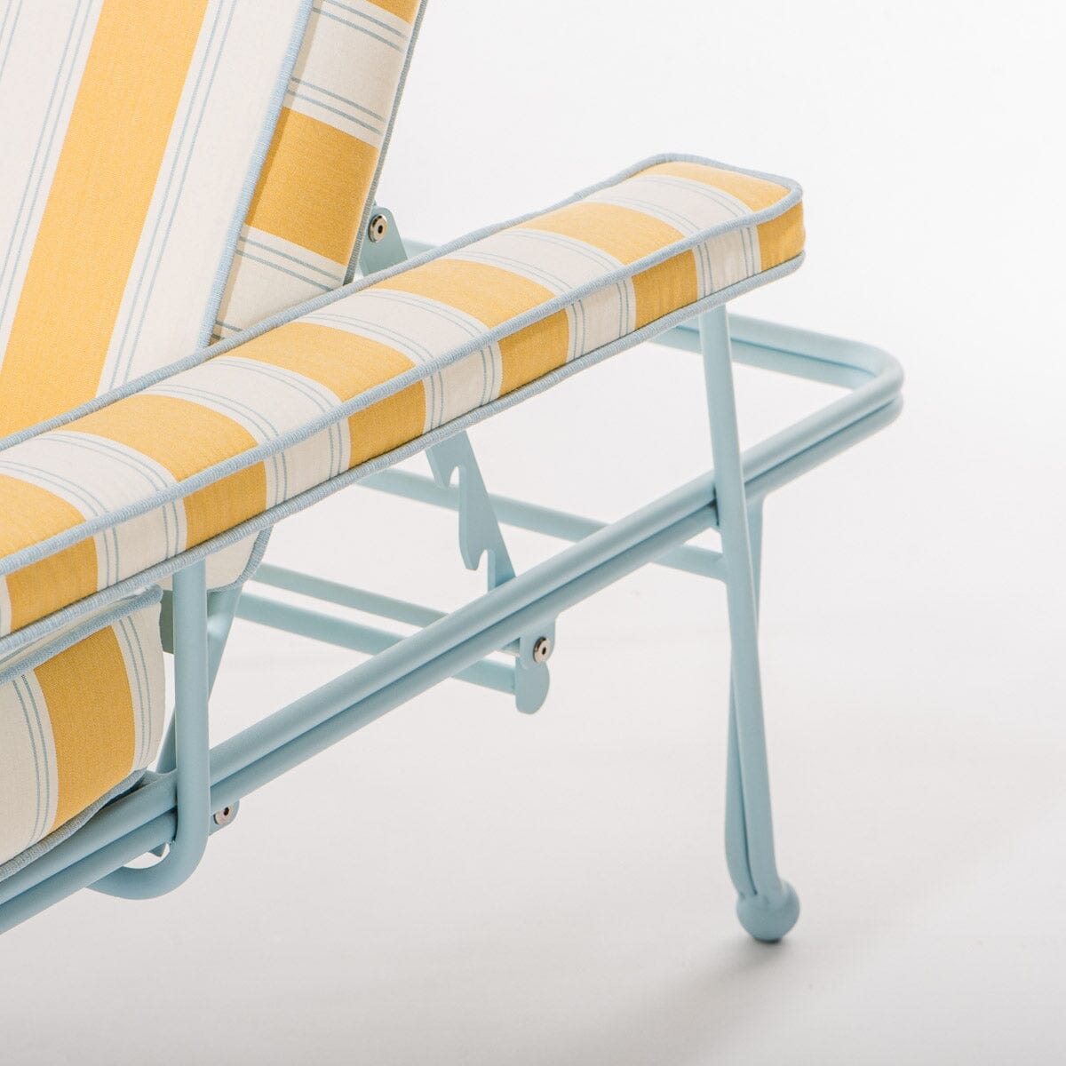The Waterhouse Sun Lounger in Tuuli Stripe Yellow | Powder Blue Frame Bundle Business & Pleasure Co.