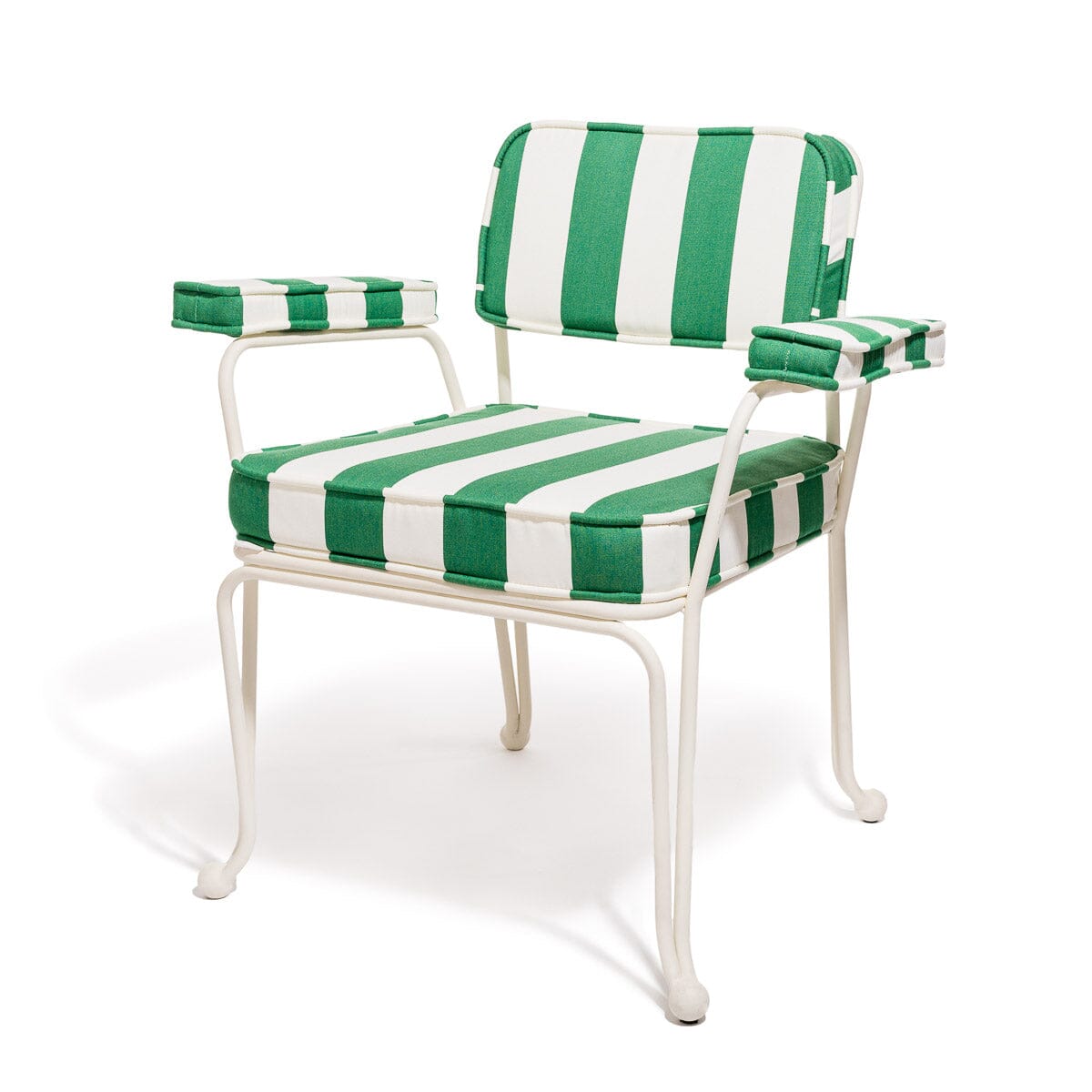 The Waterhouse Dining Chair in Crew Canyon Green Stripe | Antique White Frame Bundle Business & Pleasure Co.
