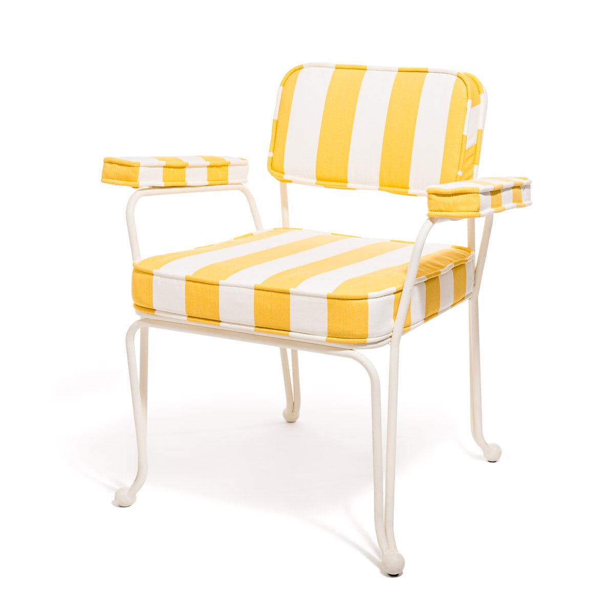 Product image of The Waterhouse Dining Chair in Crew Mimosa Yellow Stripe | Antique White Frame Bundle Business & Pleasure Co.