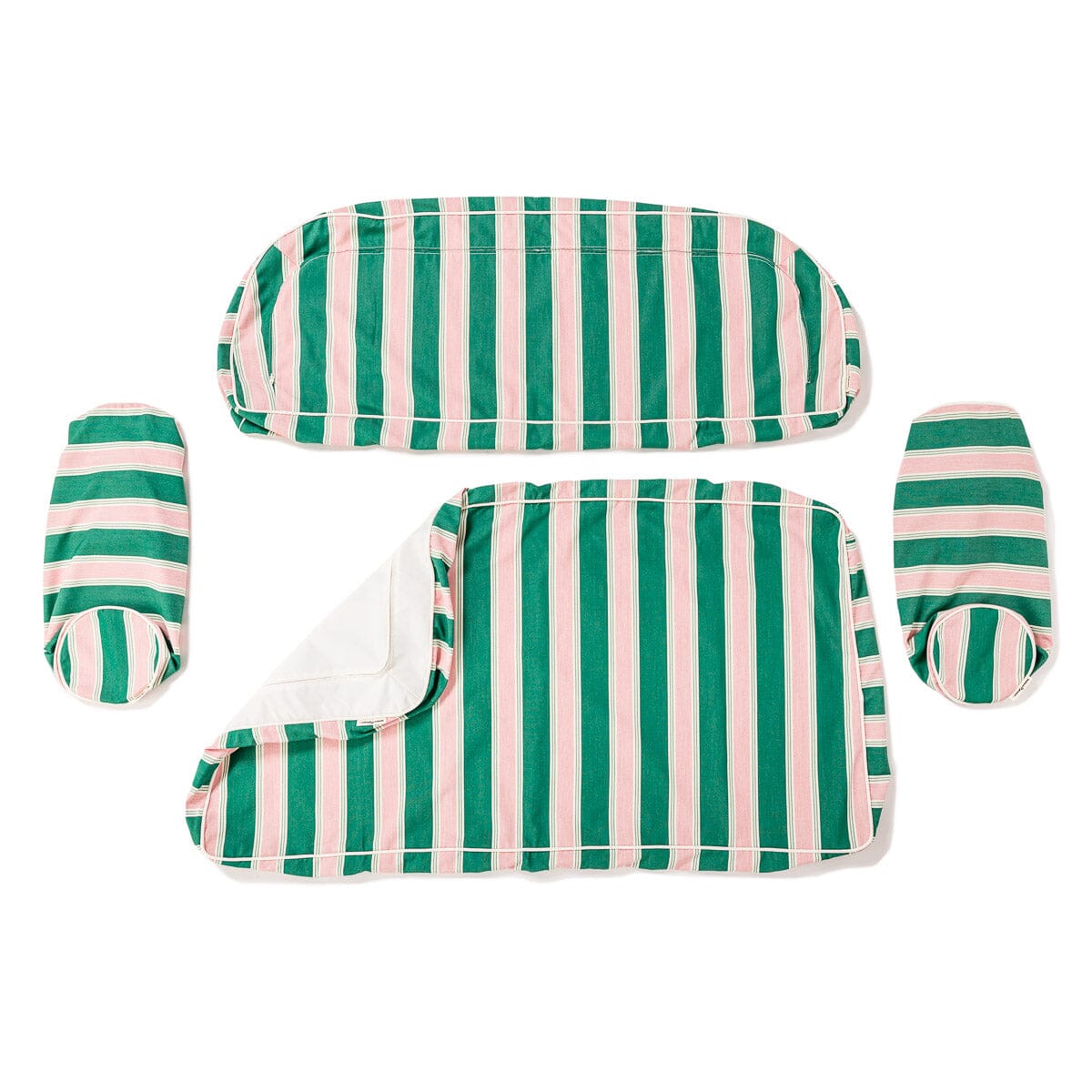 The Al Fresco Love Seat Slip Cover Set - Bistro Green Stripe Al Fresco Love Seat Slip Cover Set Business & Pleasure Co.