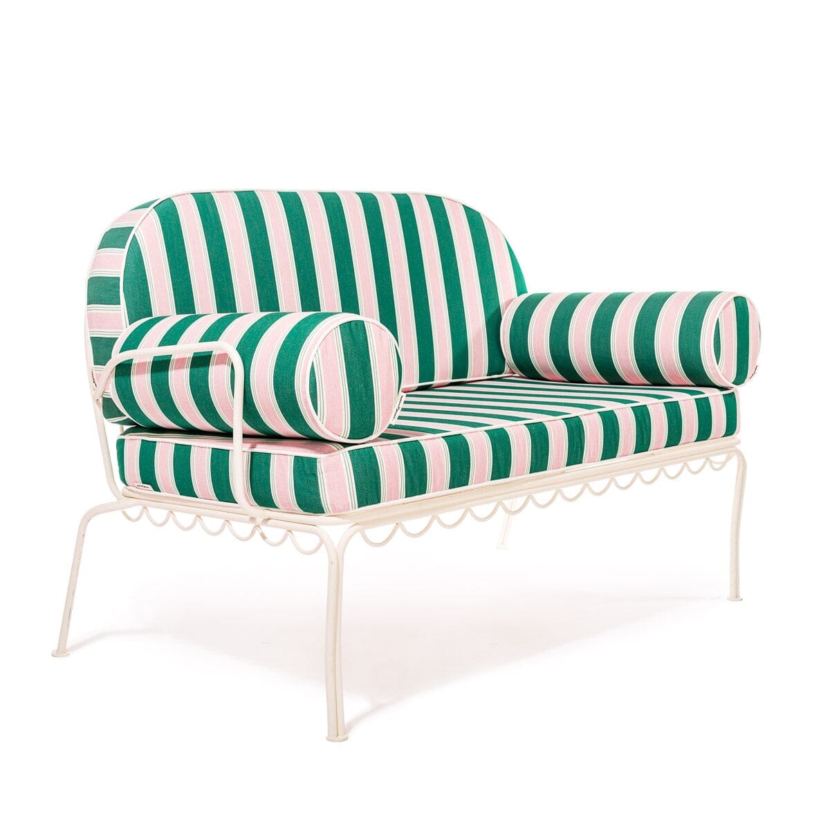 The Al Fresco Love Seat Slip Cover Set - Bistro Green Stripe Al Fresco Love Seat Slip Cover Set Business & Pleasure Co.