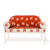 Swatch for The Al Fresco Love Seat in Benoît Le Sirenuse Jacquard | Antique White Frame