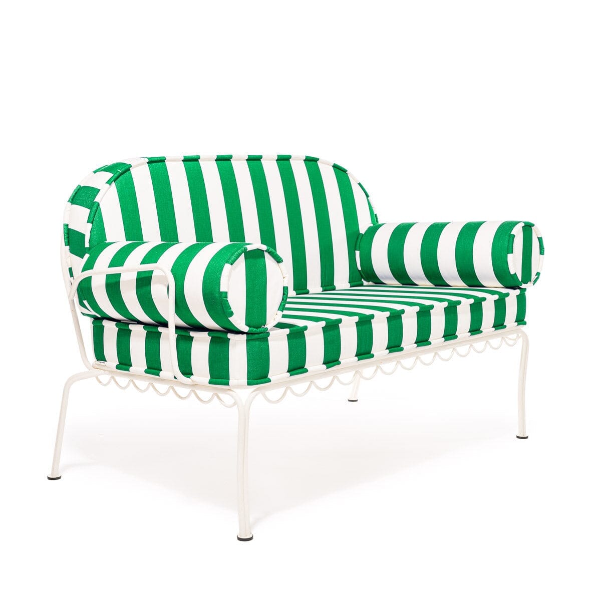 The Al Fresco Love Seat Slip Cover Set - Crew Canyon Green Stripe Al Fresco Love Seat Slip Cover Set Business & Pleasure Co.