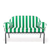 Swatch for The Al Fresco Love Seat in Crew Canyon Green Stripe | Vintage Black Frame