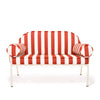 Swatch for The Al Fresco Love Seat in Crew Le Sirenuse Stripe | Antique White Frame