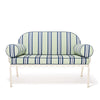 Swatch for The Al Fresco Love Seat x Julia Berolzheimer in Green Stripes | Antique White Frame