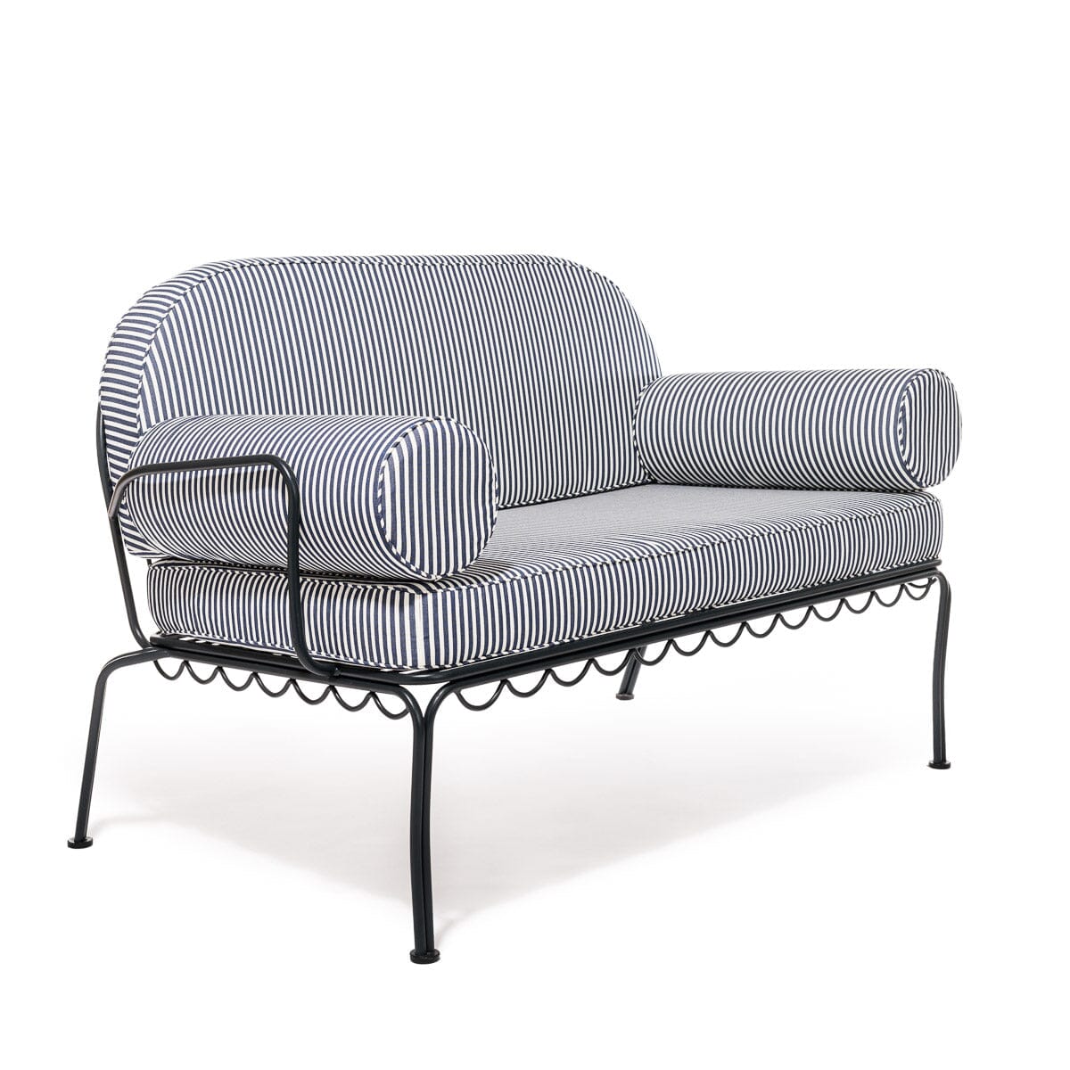 The Al Fresco Love Seat Cushion Cover Set - Lauren's Navy Stripe Al Fresco Love Seat Cushion Set Business & Pleasure Co.