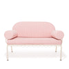 Swatch for The Al Fresco Love Seat in Lauren's Pink Stripe | Antique White Frame