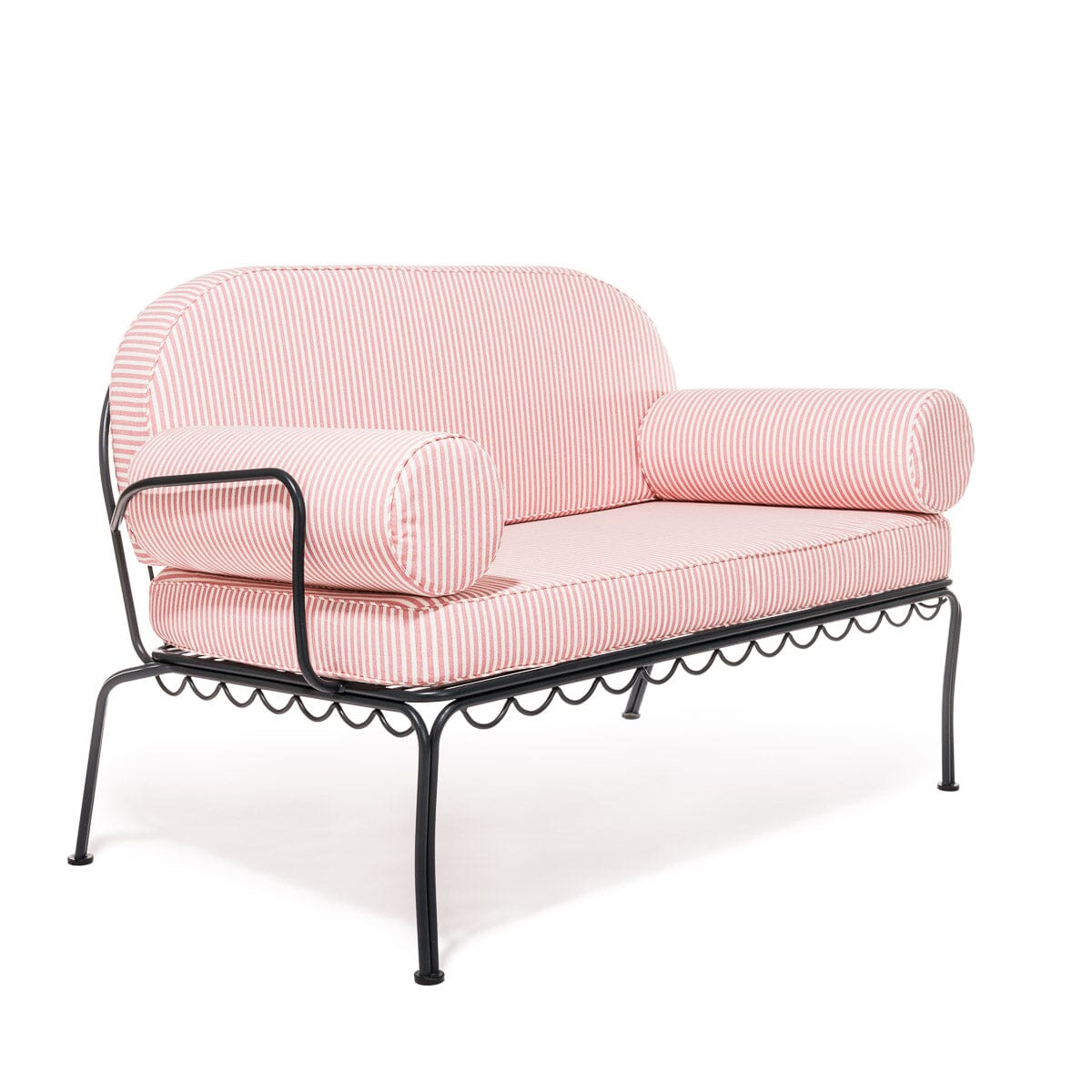 The Al Fresco Love Seat in Lauren's Pink Stripe | Vintage Black Frame Bundle Business & Pleasure Co.