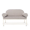 Swatch for The Al Fresco Love Seat in Monaco Black Stripe | Antique White Frame