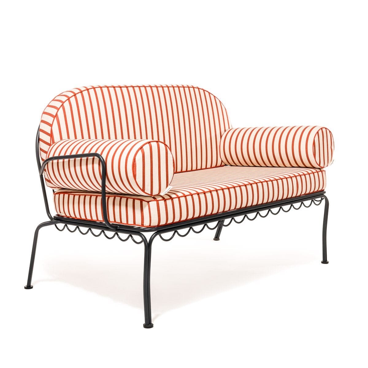 The Al Fresco Love Seat in Monaco Le Sirenuse Stripe | Vintage Black Frame Bundle Business & Pleasure Co.