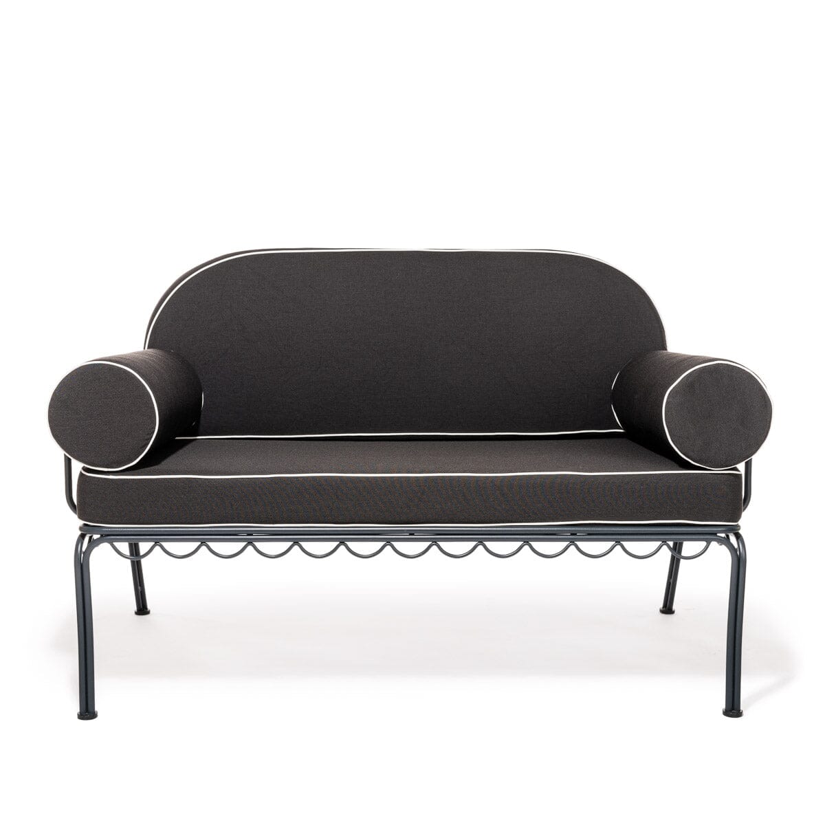 Product image of The Al Fresco Love Seat in Rivie Black | Vintage Black Frame Bundle Business & Pleasure Co.