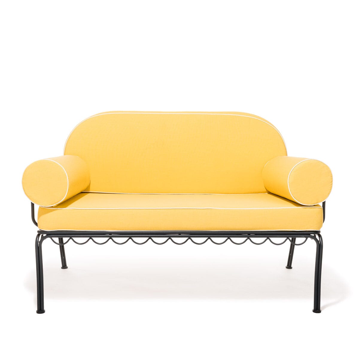 Product image of The Al Fresco Love Seat in Rivie Mimosa | Vintage Black Frame Bundle Business & Pleasure Co.