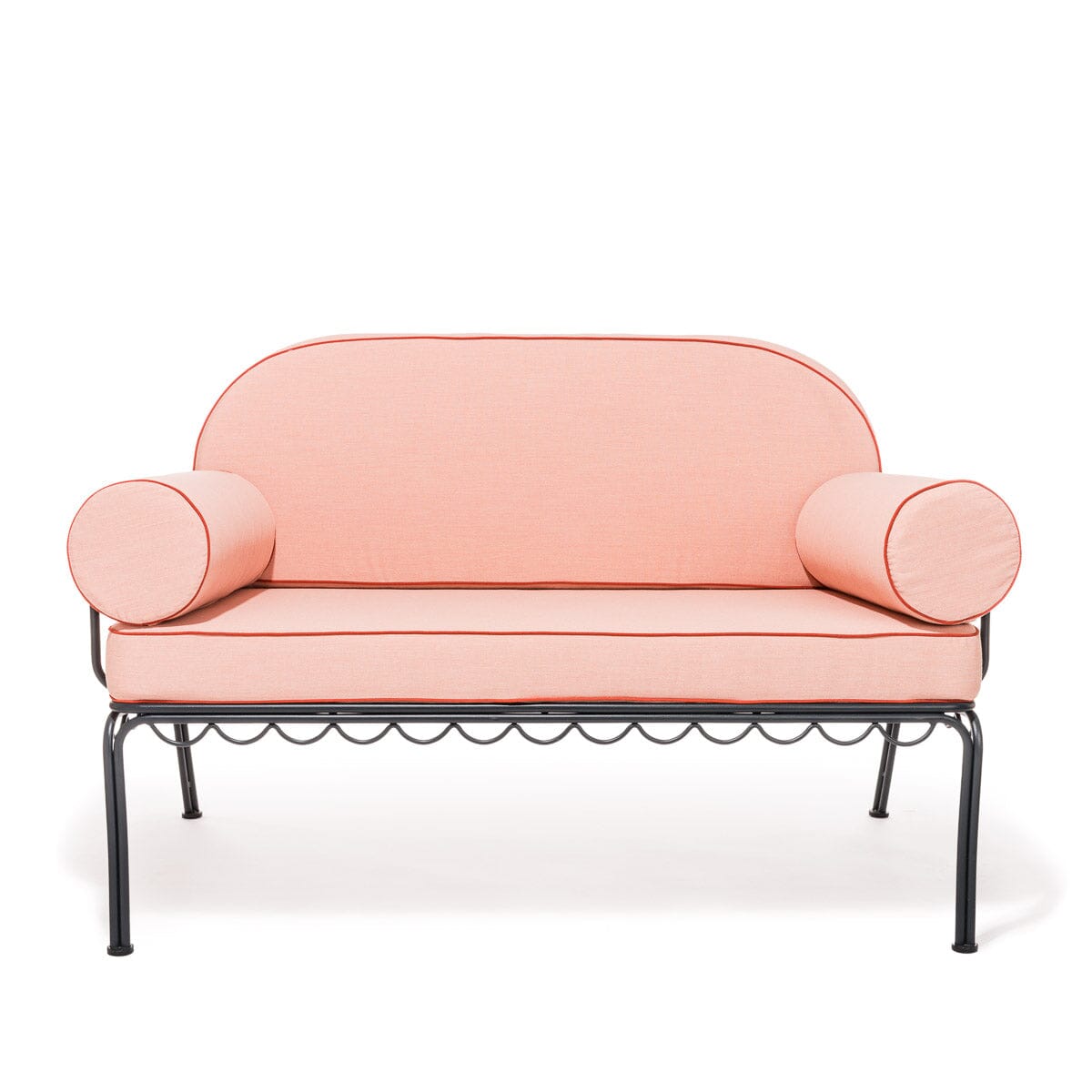 Product image of The Al Fresco Love Seat in Rivie Pink | Vintage Black Frame Bundle Business & Pleasure Co.