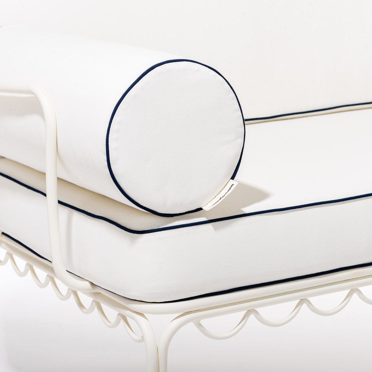The Al Fresco Love Seat in Rivie White | Antique White Frame Bundle Business & Pleasure Co.