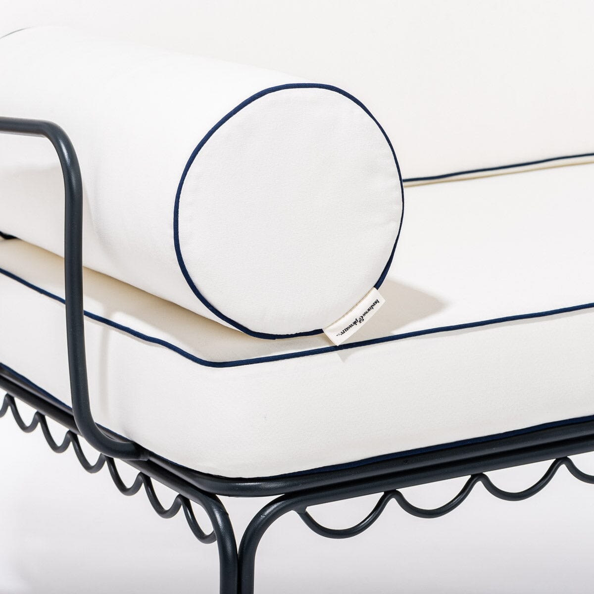 The Al Fresco Love Seat in Rivie White | Vintage Black Frame Bundle Business & Pleasure Co.