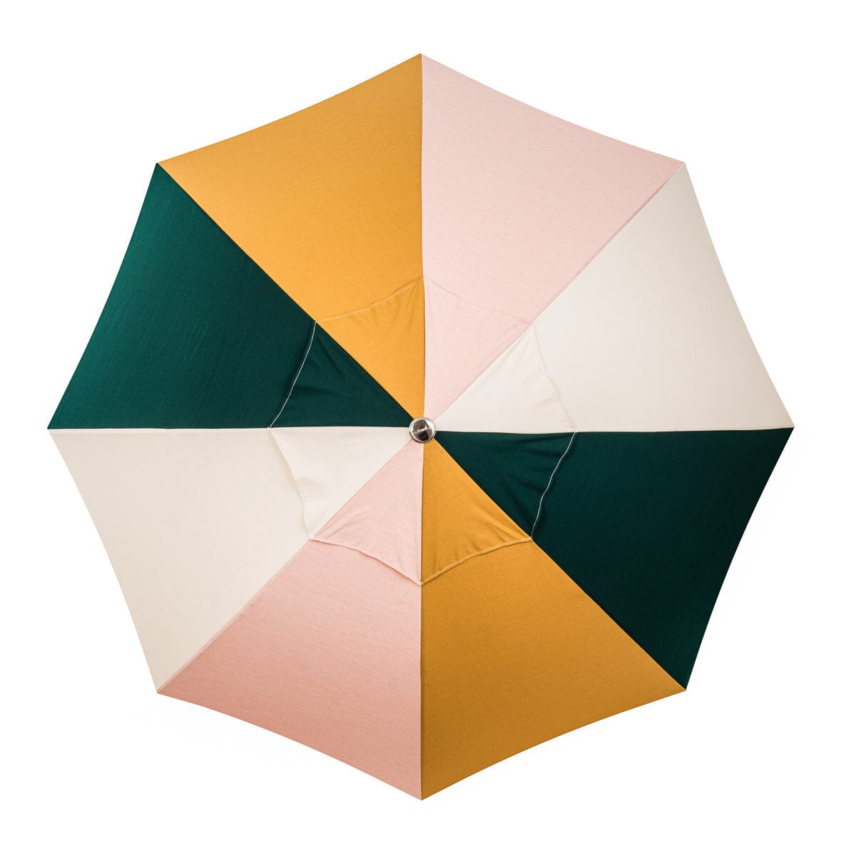 top view of colorful panel umbrella on white background