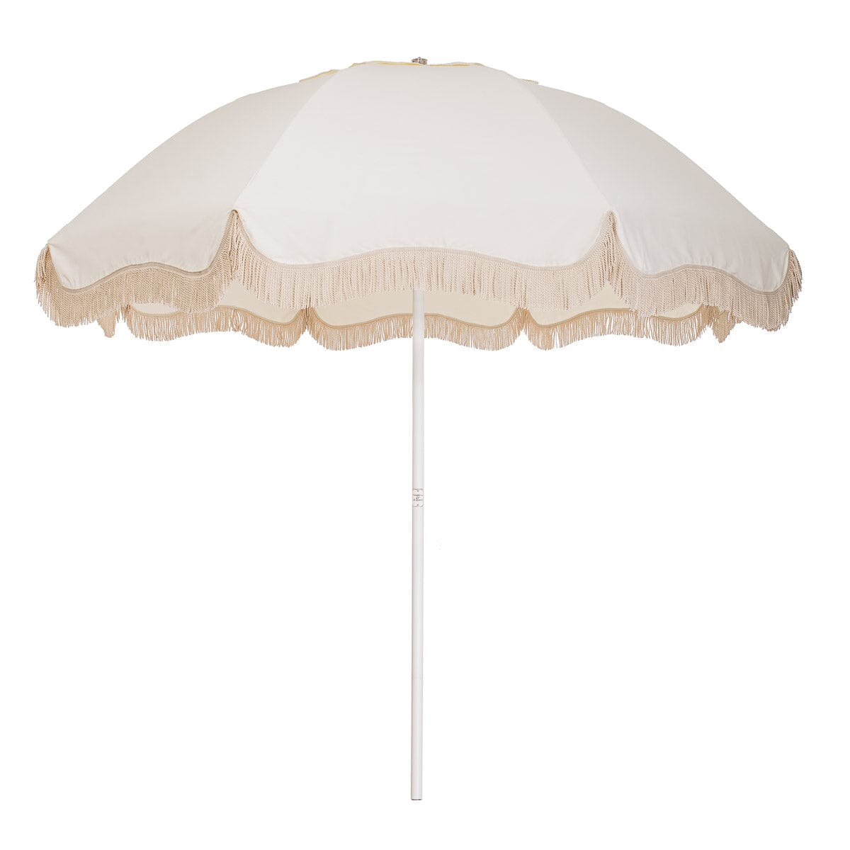 Large white umbrella on white background front facing