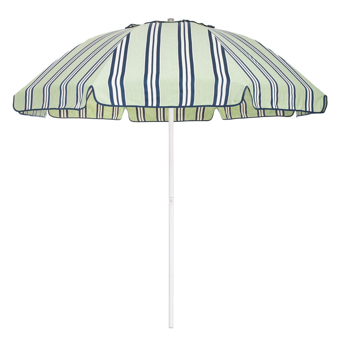 blue and green striped patio umbrella B&P Co. x Julia Berolzheimer The Patio Umbrella x Julia Berolzheimer