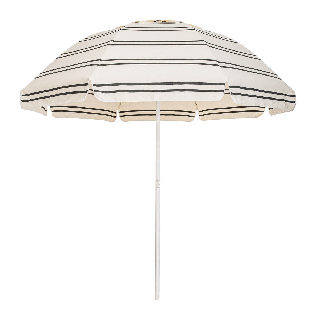 White and Black Stripe Umbrella on white background front facing