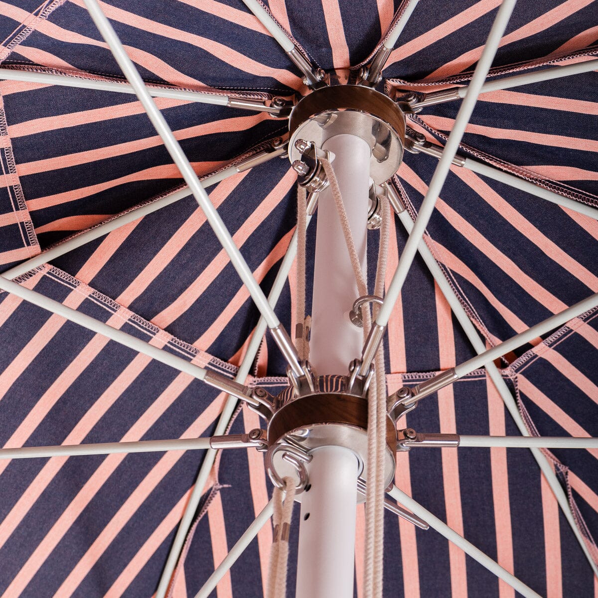 The Patio Umbrella - Monaco Navy And Pink Stripe Patio Umbrella Business & Pleasure Co