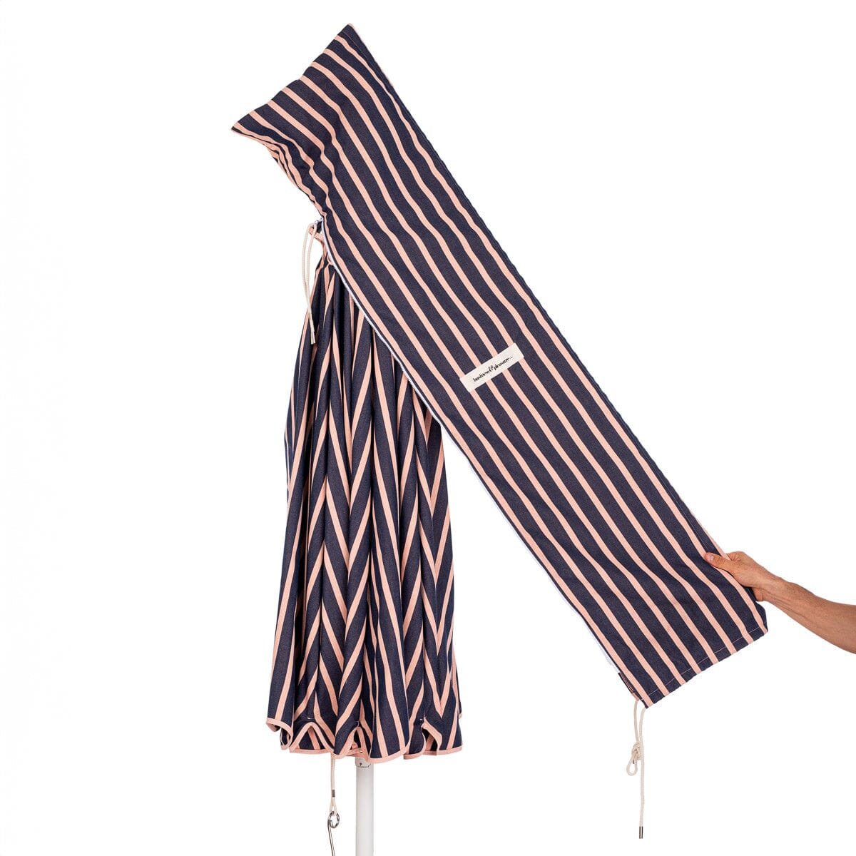 The Patio Umbrella - Monaco Navy And Pink Stripe Patio Umbrella Business & Pleasure Co