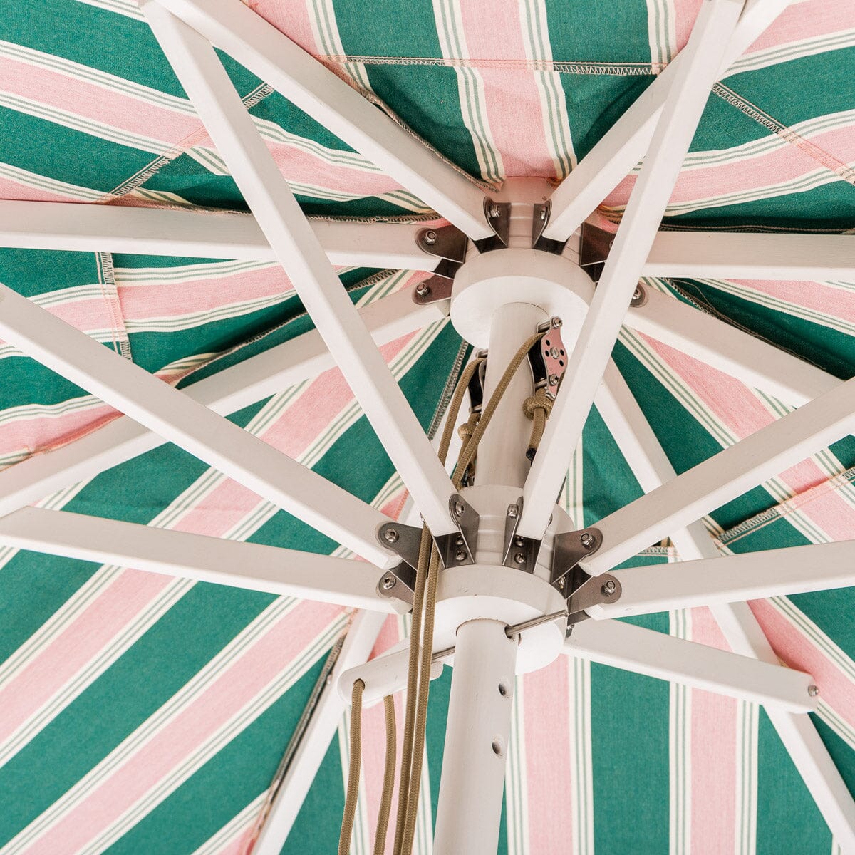 The Market Umbrella - Bistro Green Stripe Market Umbrella Business & Pleasure Co.