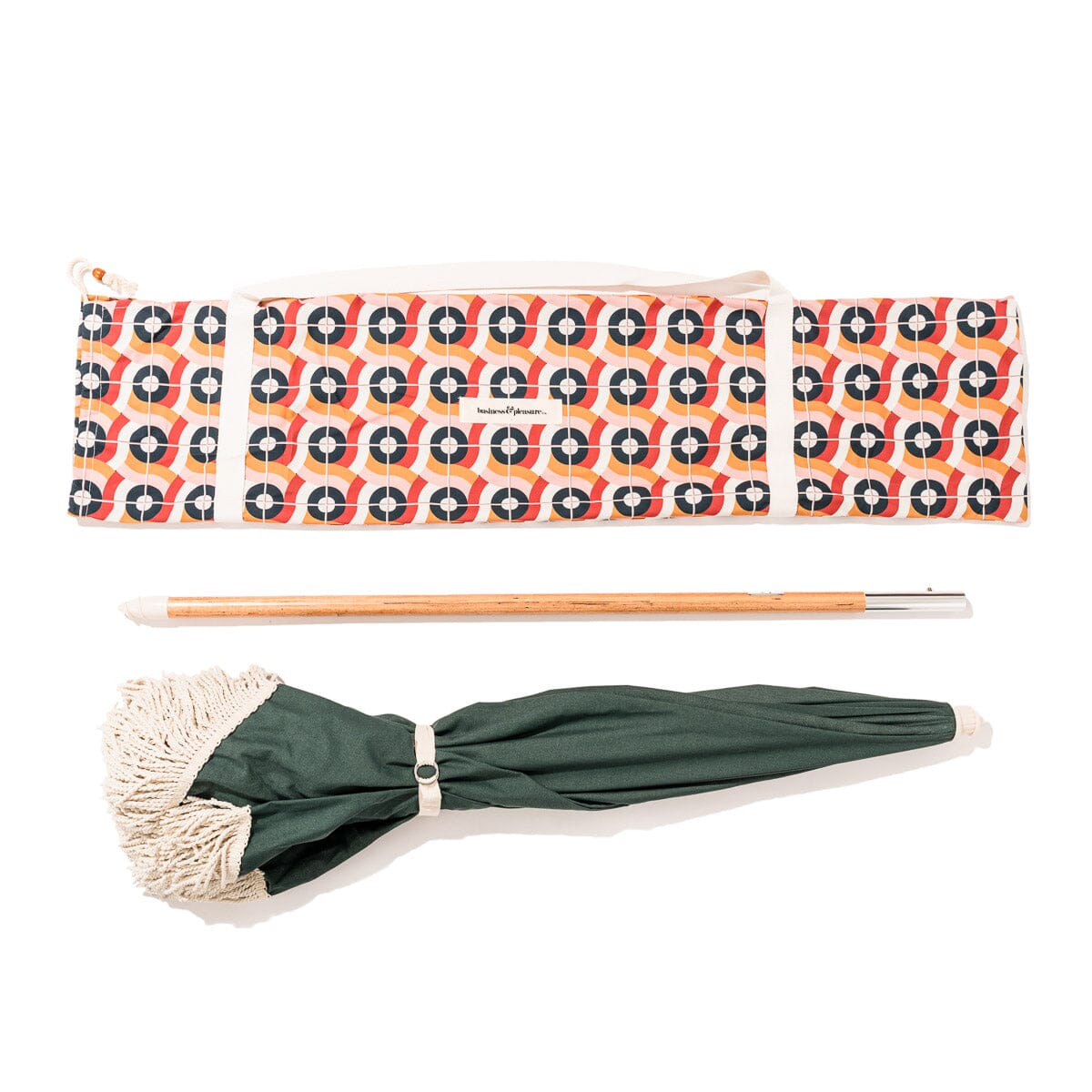 The Rio Fringed Umbrella - Bottle Green Rio Fringed Umbrella Business & Pleasure Co.