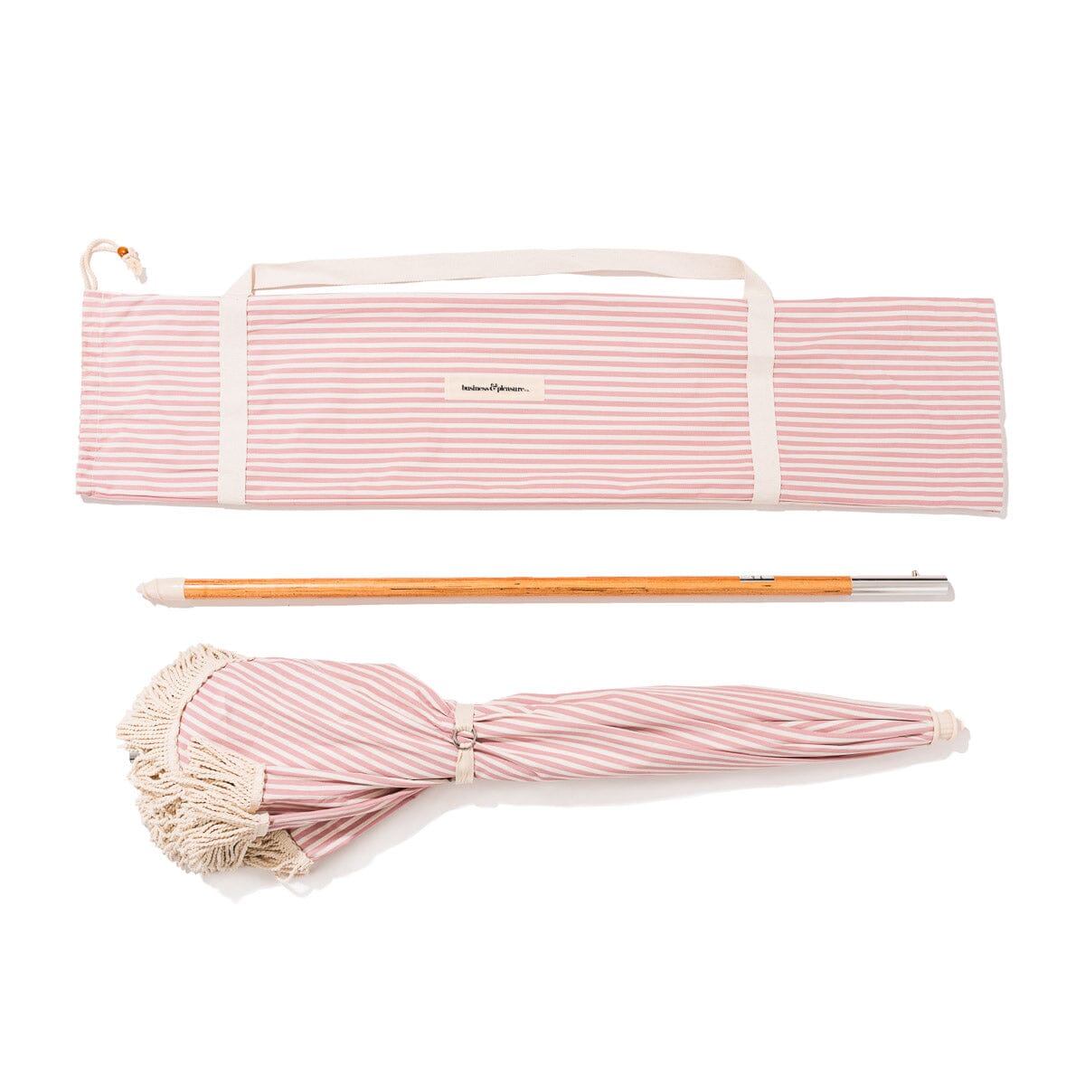 The Rio Fringed Umbrella - Laurens Pink Stripe Rio Fringed Umbrella Business & Pleasure Co.