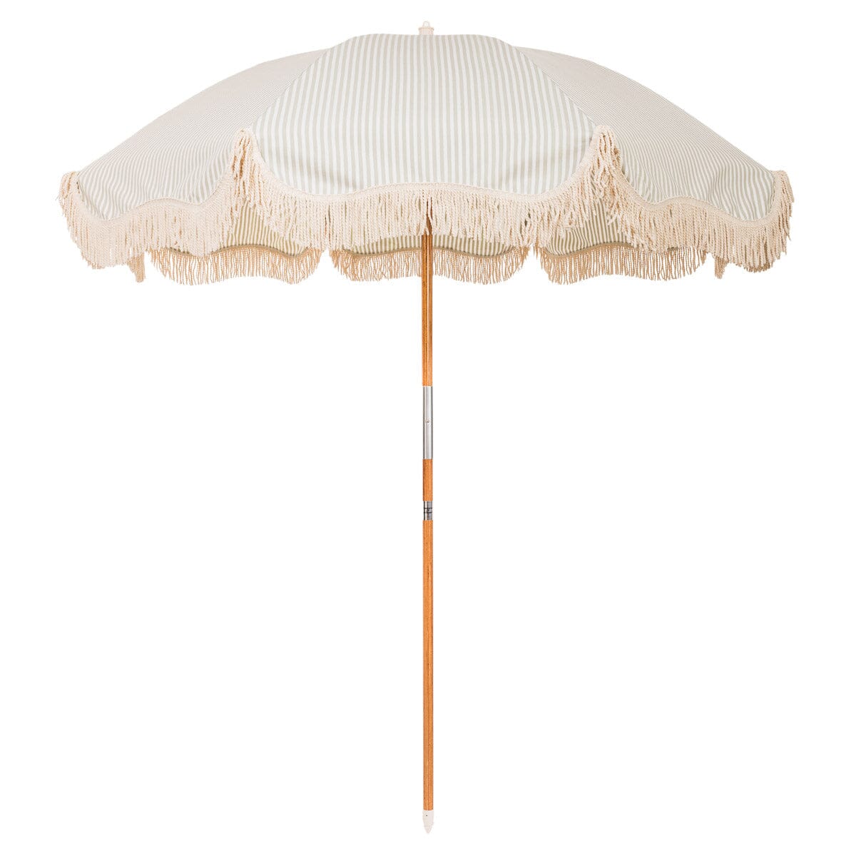 Product image of The Rio Fringed Umbrella - Laurens Sage Stripe Rio Fringed Umbrella Business & Pleasure Co.