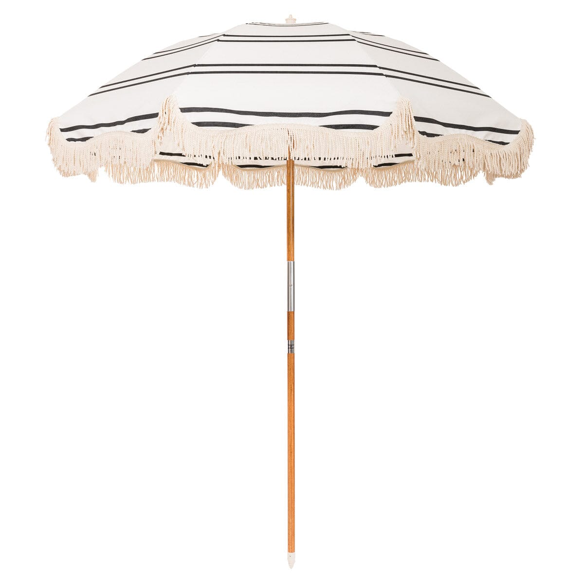 Product image of The Rio Fringed Umbrella - Malibu Black Stripe Rio Fringed Umbrella Business & Pleasure Co.