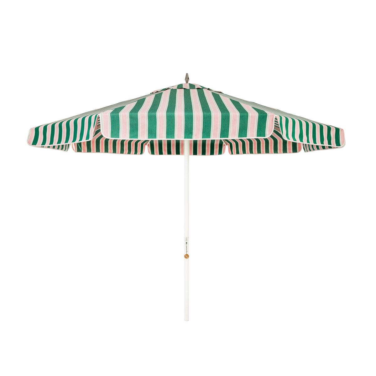 The Resort Market Umbrella in Bistro Green Stripe | 10' Antique White Frame Bundle Business & Pleasure Co.