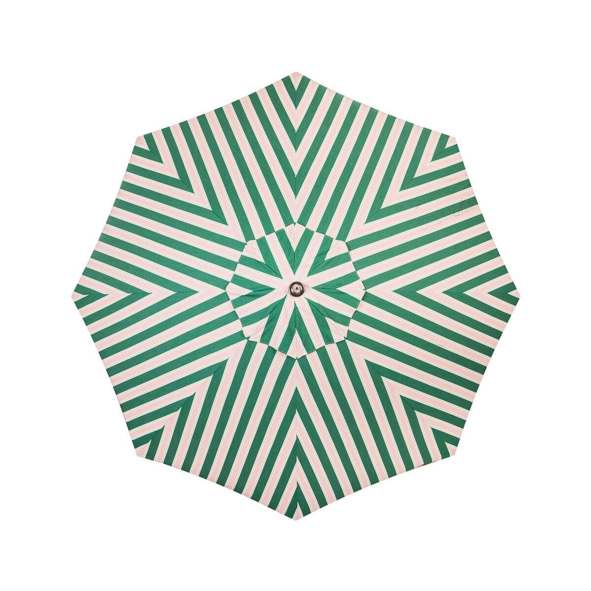 The Resort Market Umbrella in Bistro Green Stripe | 8' Antique White Frame Bundle Business & Pleasure Co.